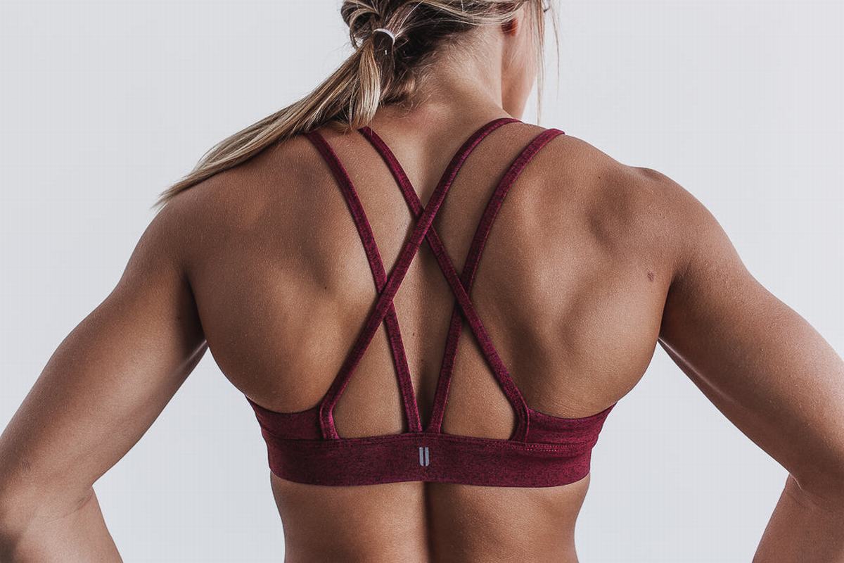 Nobull Plush Heather Women's Sports Bras Dark Red | Australia (CW6057)